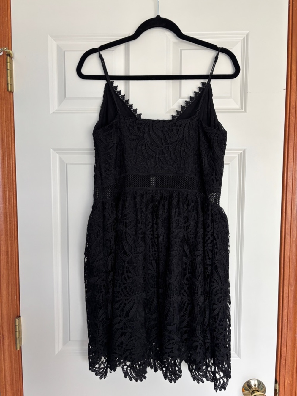 Express Black Lace Mini Dress with Spaghetti Straps - Picture 2 of 11